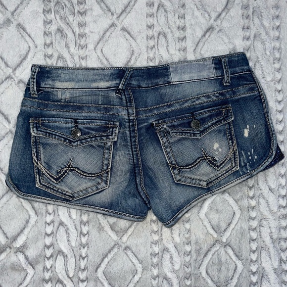 Vanilla Star Denim Shorts with UK Flag Sequin Design - Picture 2 of 4